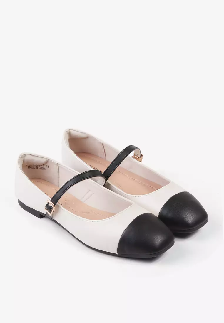 Flatshoes Mary Jane Wanita Two Tone L.Lunox