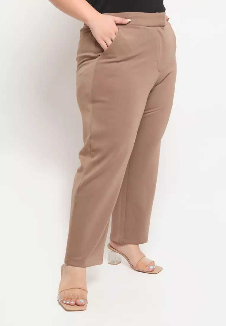 Plus Size Pants Regular Fit Anais Rose Wood