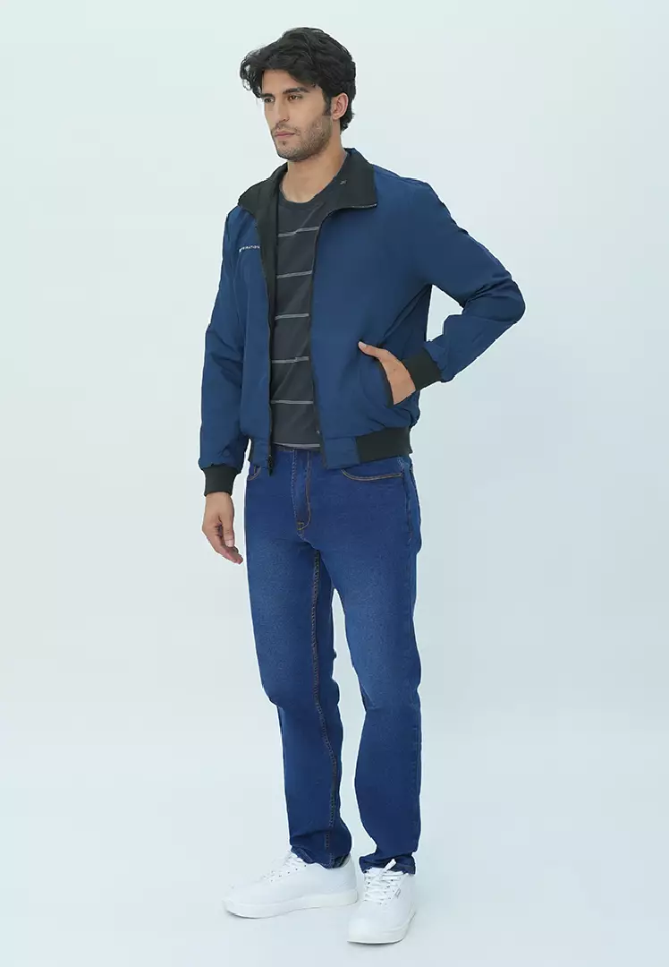 LGS - Jaket Parasut - 2 Side - Standing Collar - Biru Hitam - JJK.558.209.001.C