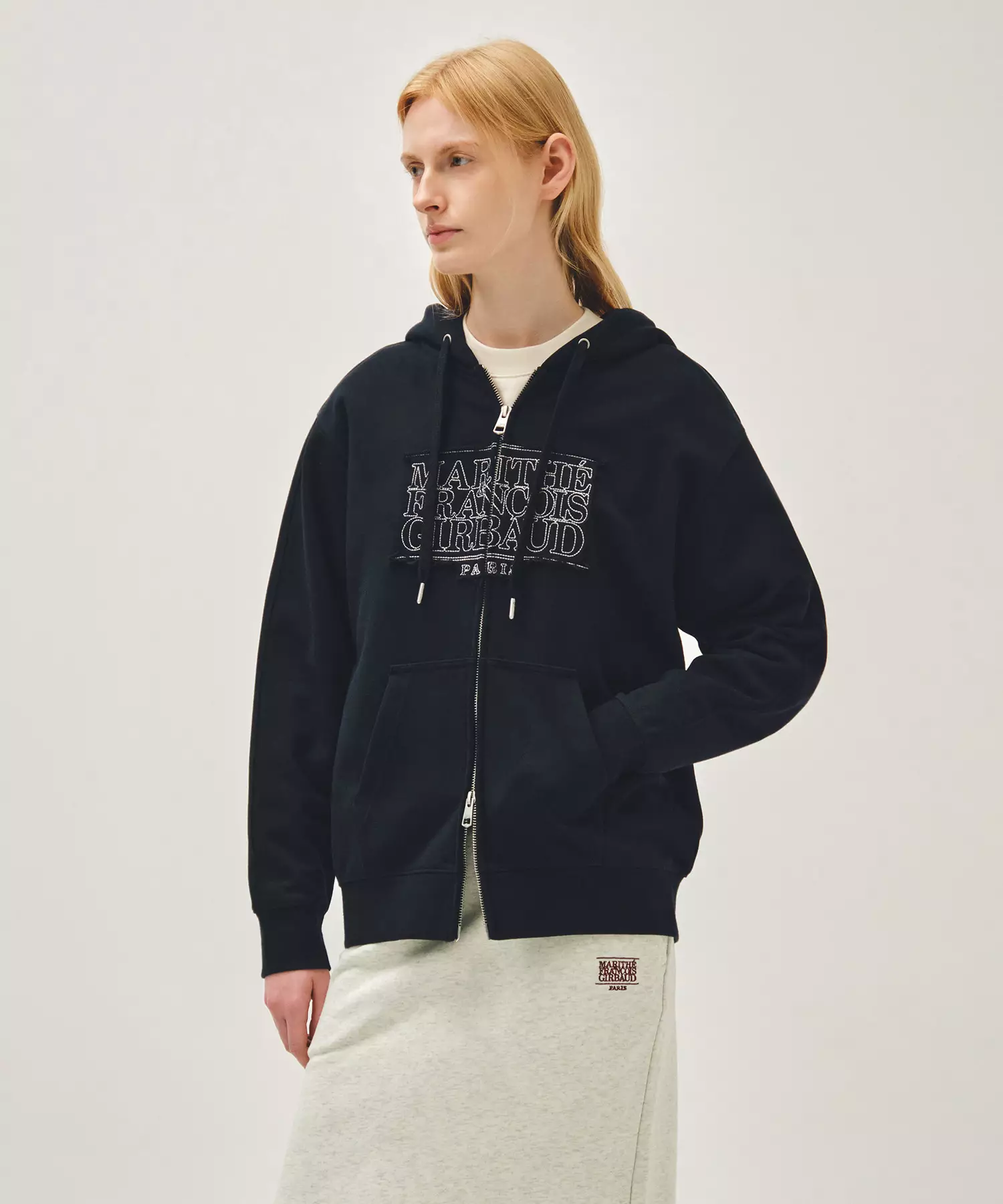 CLASSIC LOGO APPLIQUE HOODIE ZIPUP navy