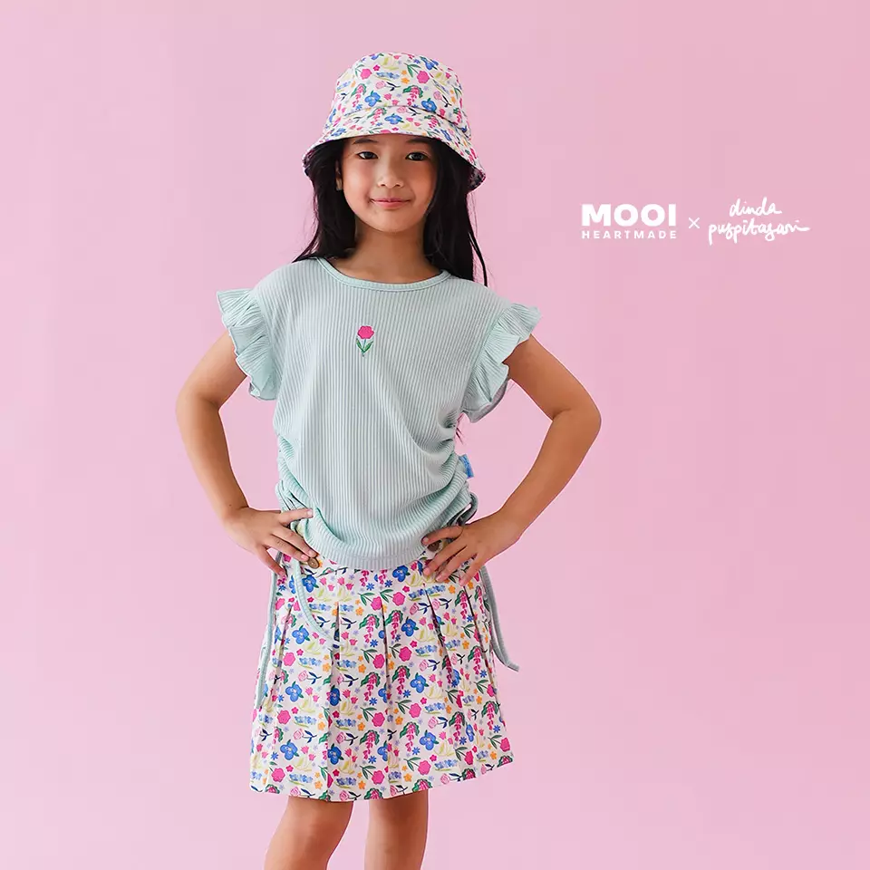 Mooi X Dinda Puspitasari Setelan Anak Perempuan Angel Set - Blue Rain