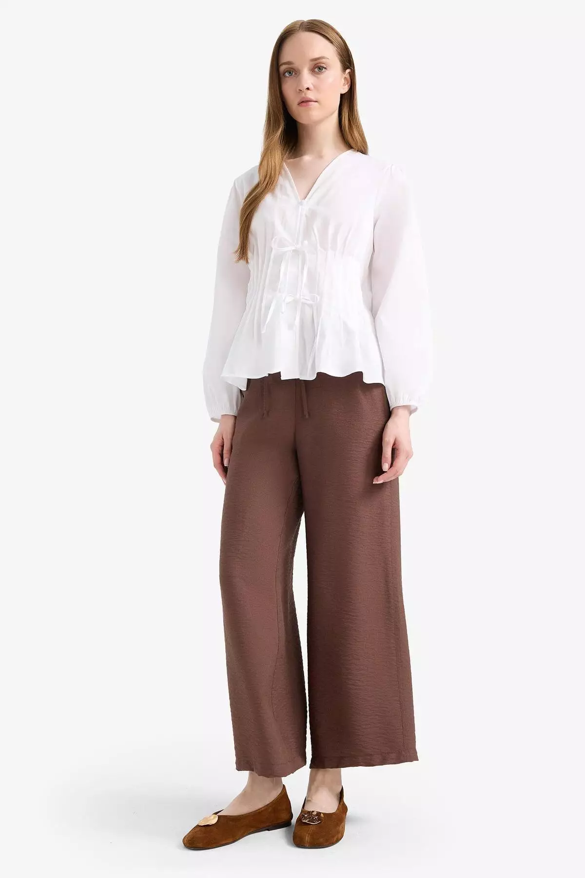 Regular Fit Pocket Detailed Wide Leg Trousers F0988Ax25Sm