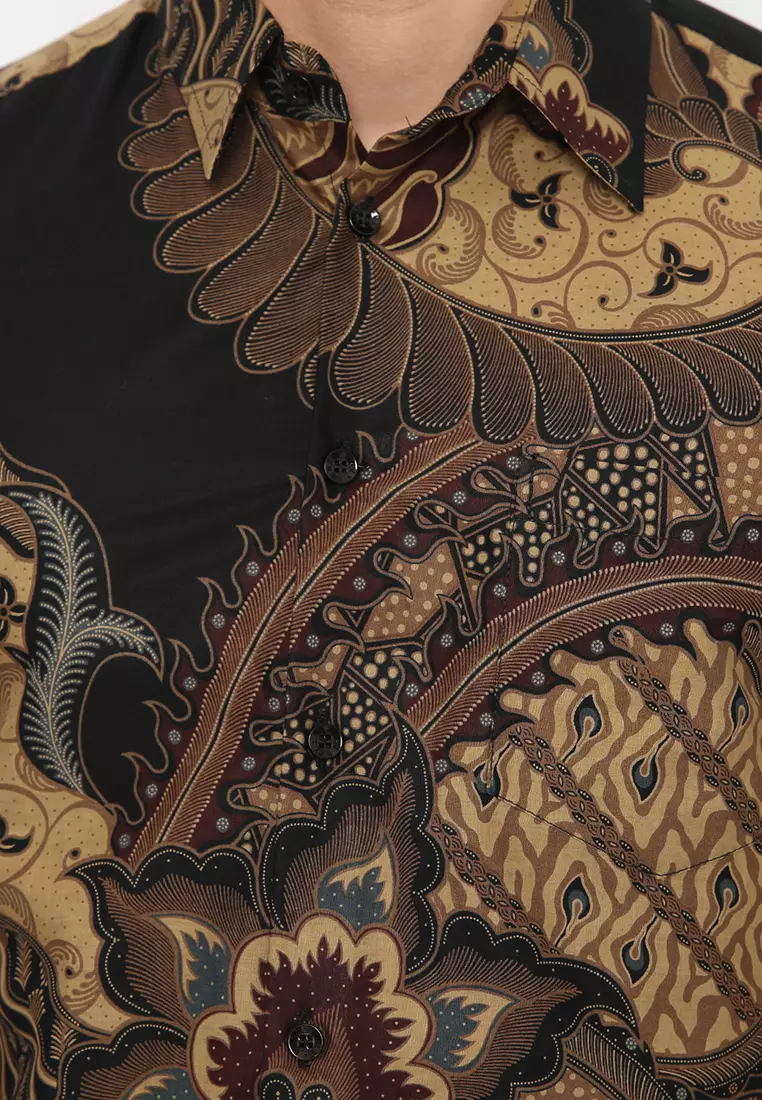 Kemeja Batik Slimfit Nararya Lengan Pendek - Black
