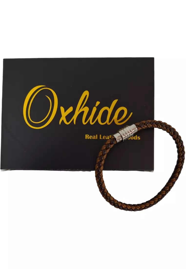 Oxhide Oxhide Leather Bracelet Braided Brown - Oxhide 11mm width 2024 ...