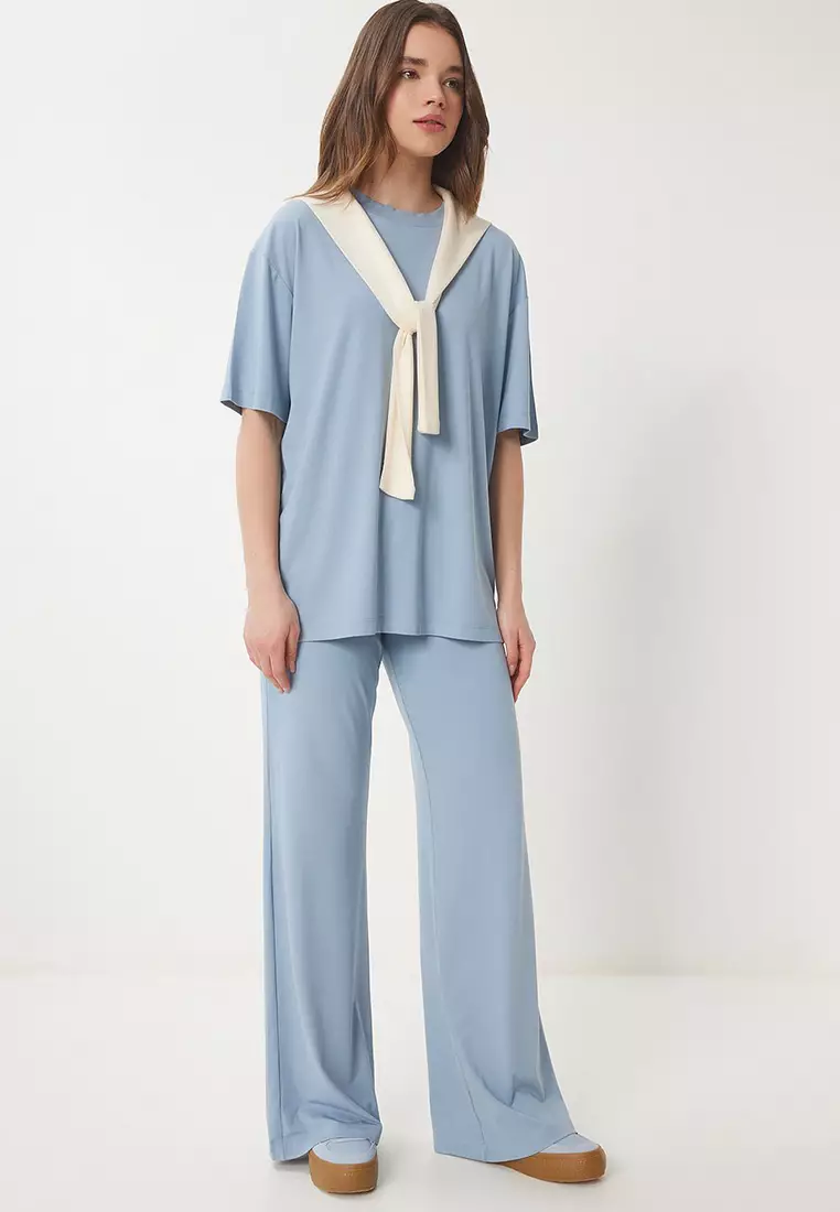 Oversize Knitted T-Shirt Trousers Set
