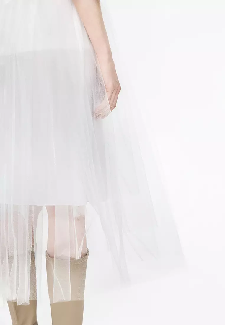Blended Seersucker A-Line Mid-Length Waist Skirt