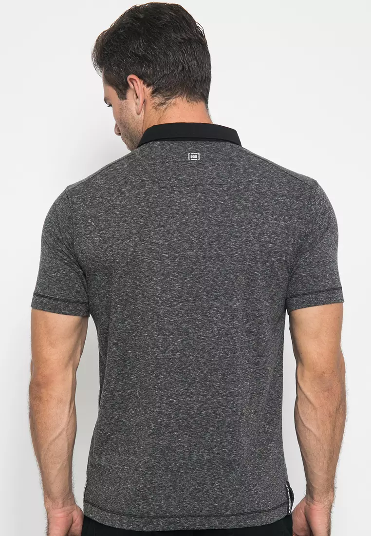 LGS - Slim Fit - Polo Shirt - Corak - Black Collar - Abu - JTS.325.M2589F.01.C