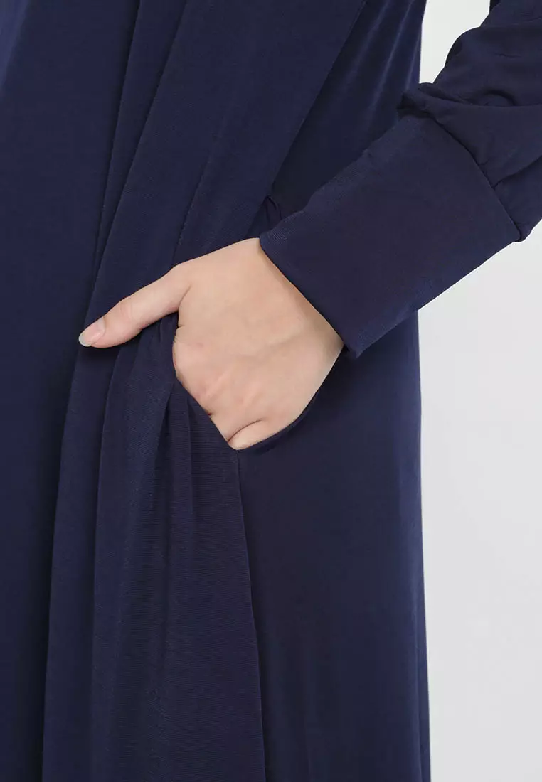 JV Hasanah Alia Maxi Dress Navy | Gamis Polos Jersey Wanita Daily