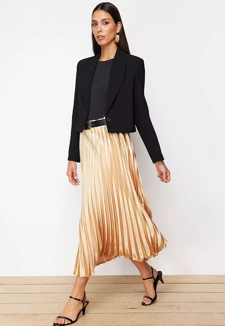 Trendyol Pleated Satin Maxi Skirt 2025 | Buy Trendyol Online