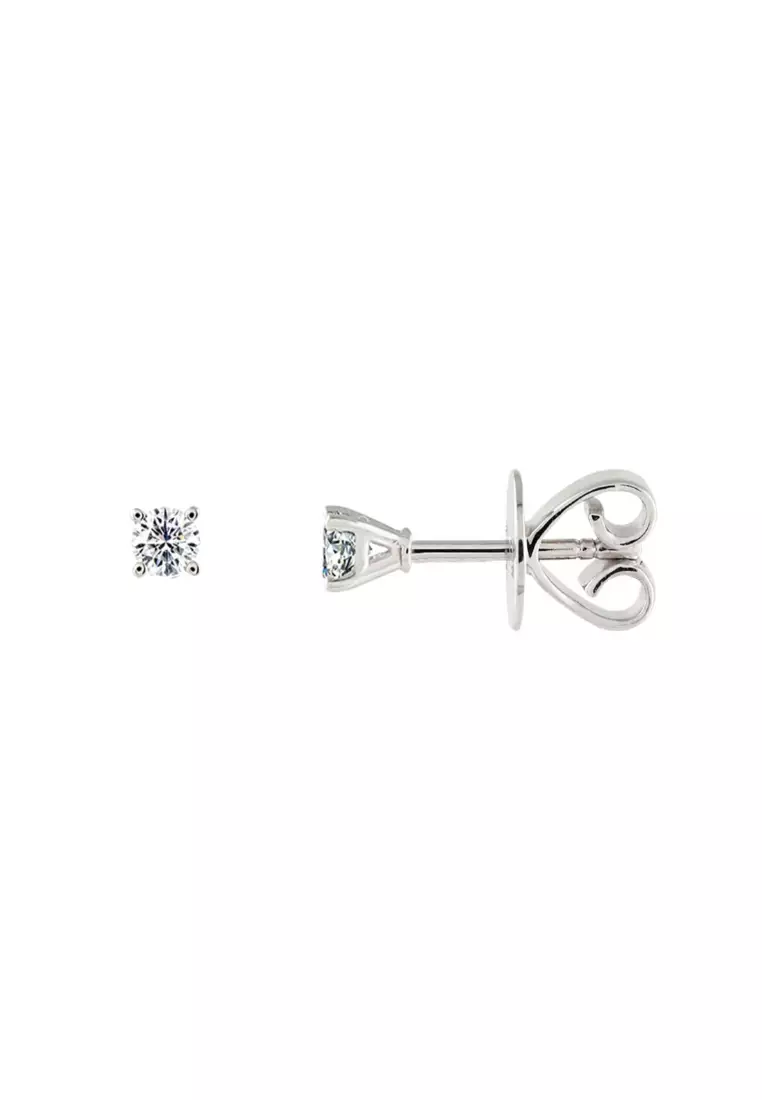 Round Solitaire Diamond Earrings in 14K White Gold G/VS (0.50ct. tw.)