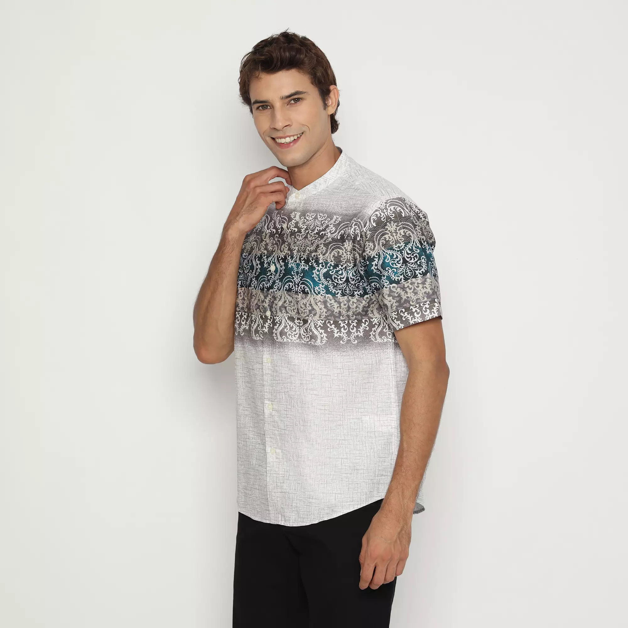 Platini Kemeja Koko Pria Lengan Pendek Katun Hijau 931277