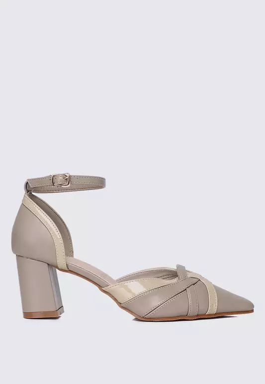 Aya WideFit Comfy Heels In Taupe