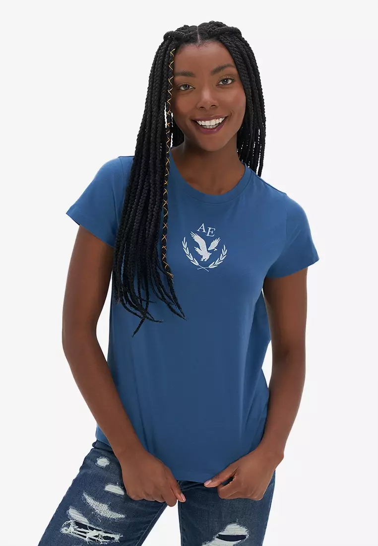 American eagle blue t shirt sale