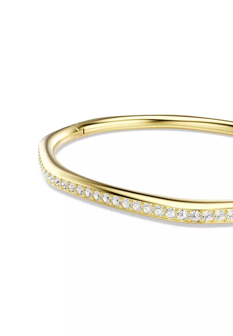 Dextera bangle, Octagon shape, Round cut, White, Gold-tone plated