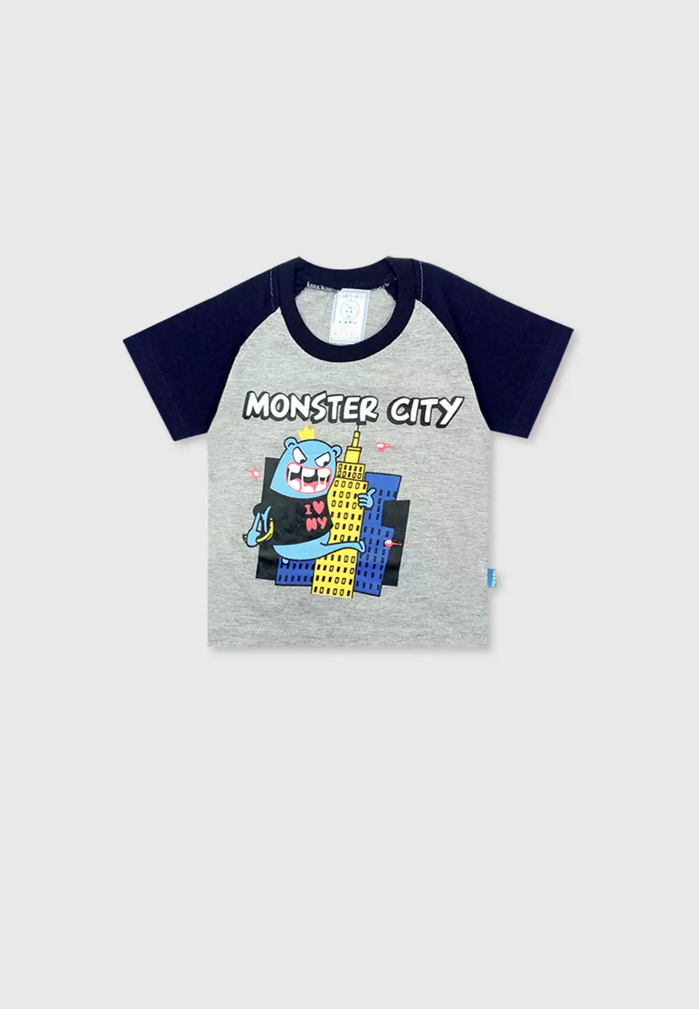 Wakakids Setelan Bayi Laki Laki Usia 6 Bulan Hingga 12 Bulan Set Baju Anak Celana Jeans Jogger Motif Monster City 3452 Navy