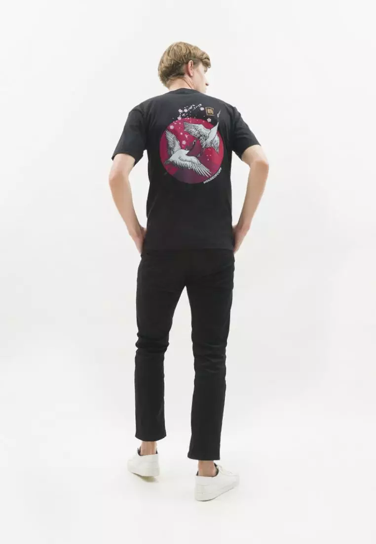 Kaos hitam t shirt polos houseofcuff motif Sakura READY HINGGA 4XL