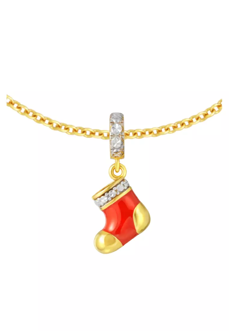 TOMEI Chomel Xmas Sock Charm, Yellow Gold 916
