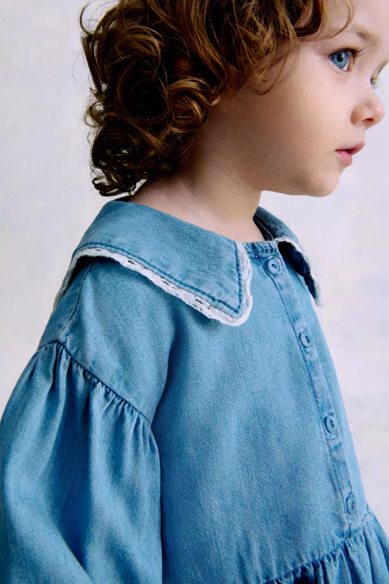 Sailor-collared denim dress