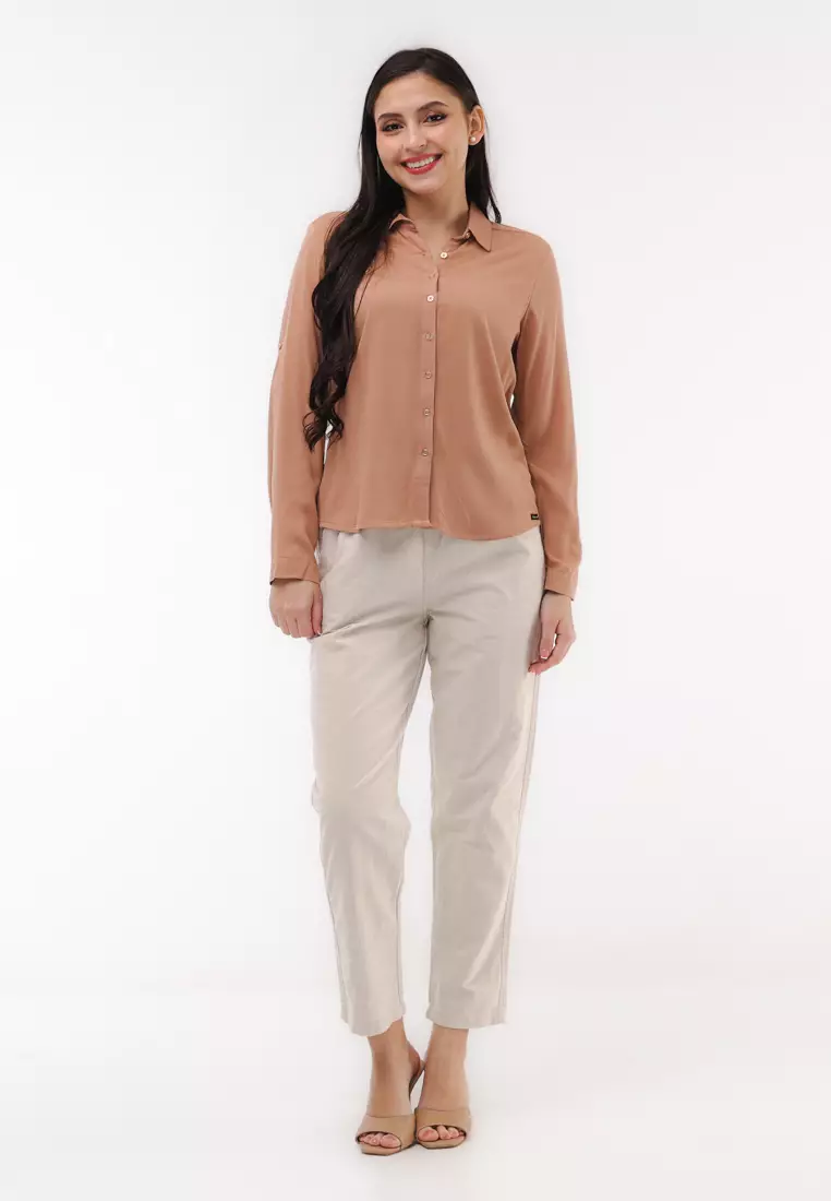 Single Twill Woven Long Sleeves Blouse