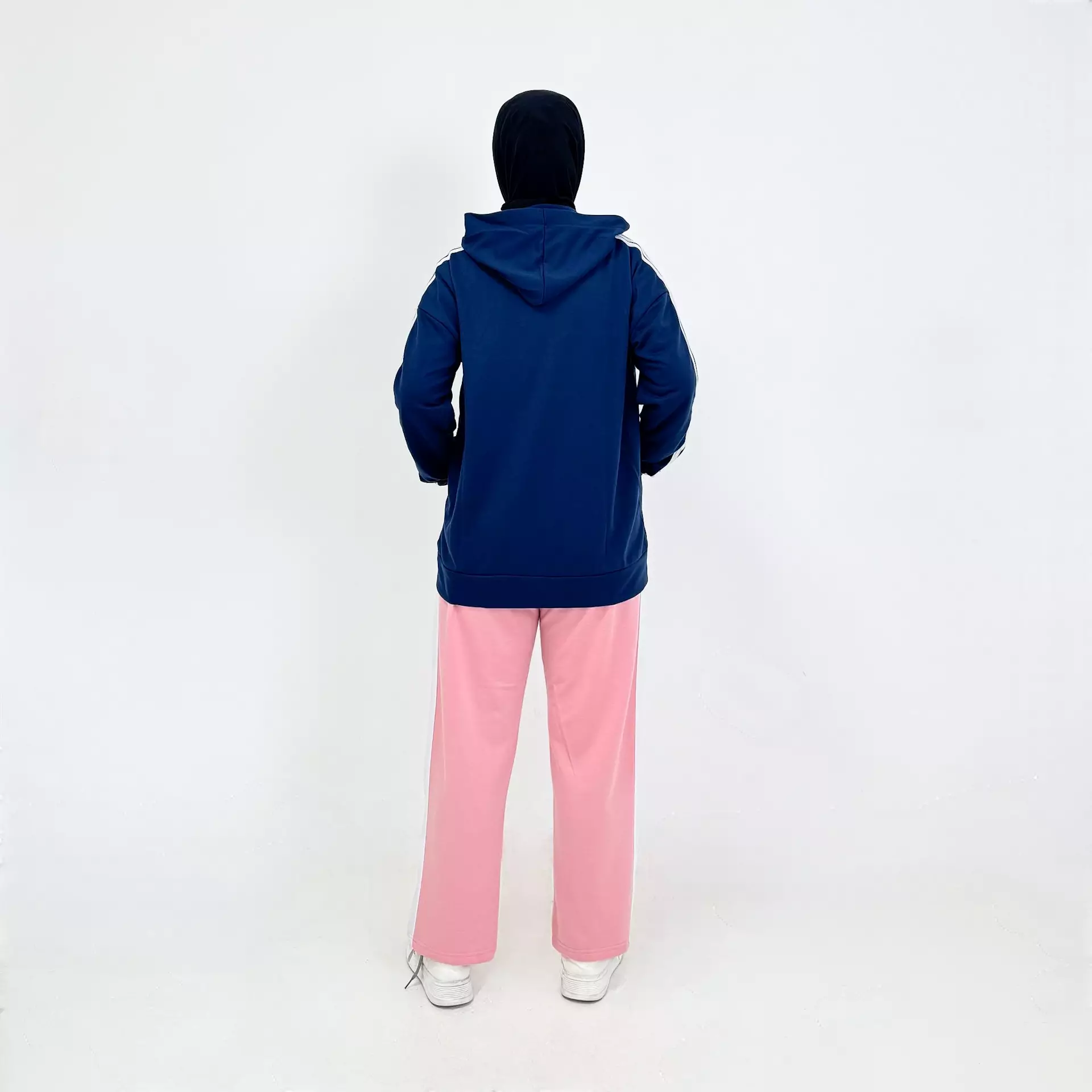 Set Sporty Riska | Setelan Hoodie Olahraga Wanita NAVY - PINK