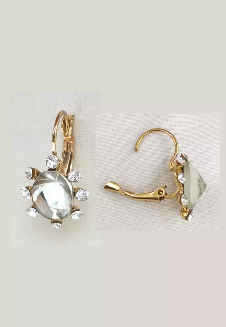 Aksesoris Anting  Wanita Diamante Studded Circular Earring Gold