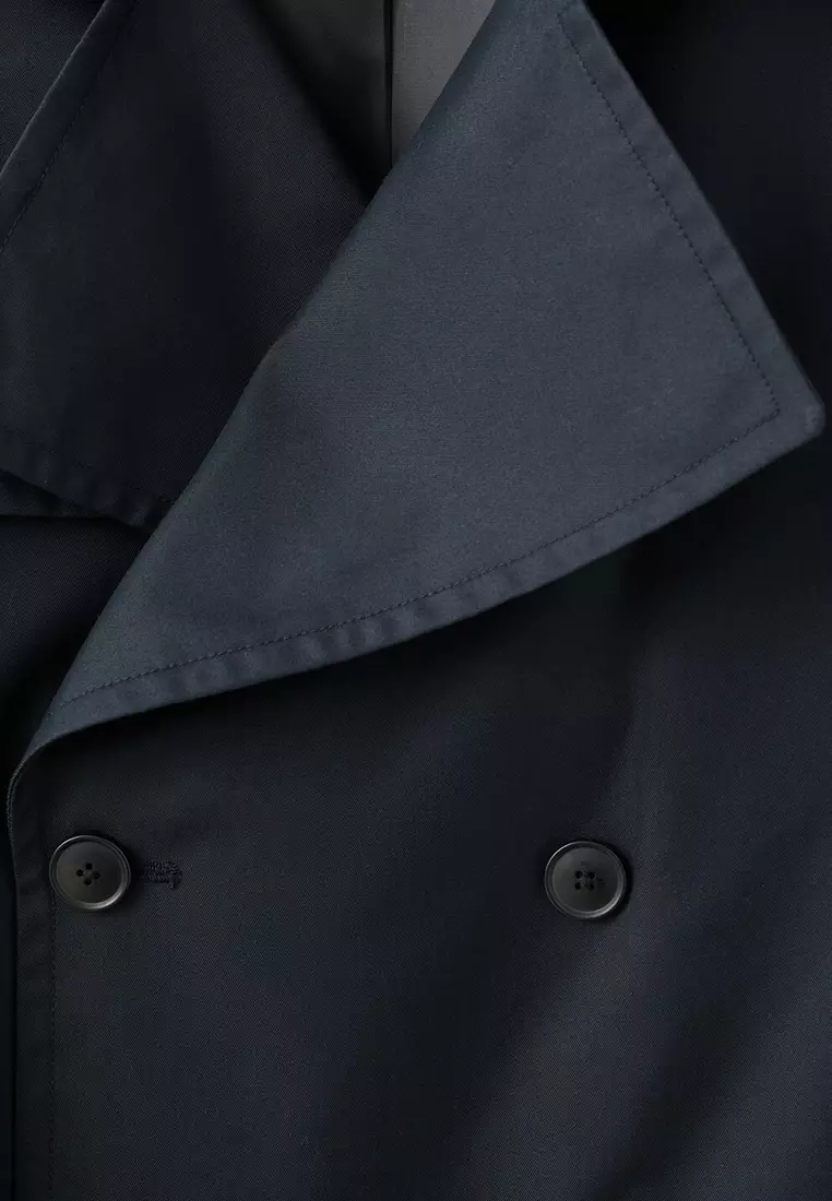 Water-Repellent Belted Trench Coat