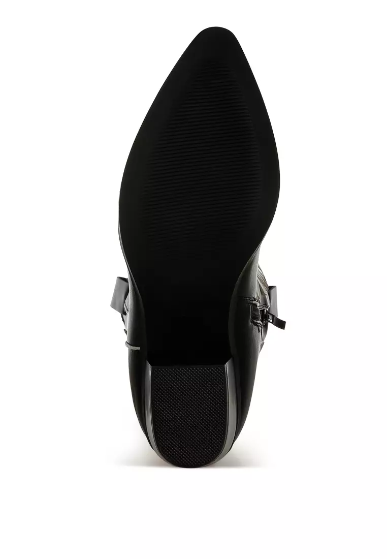 Winged Patchwork Cowboy Boots in Black