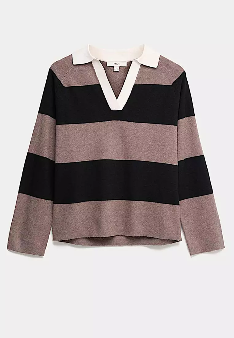 Soft Touch Striped Knitted Rugby Top