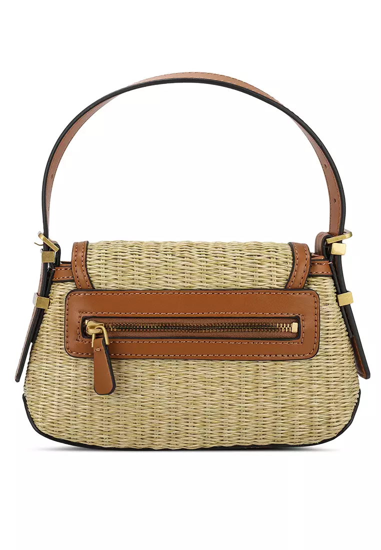 GUESS Desideria Flap Shoulder Bag, Beige Logo: Handbags