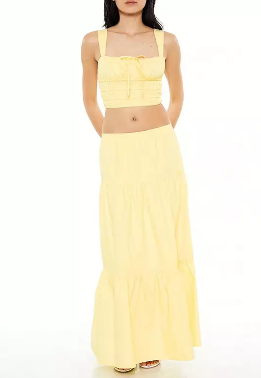 Shirred Crop Top & Maxi Skirt Set