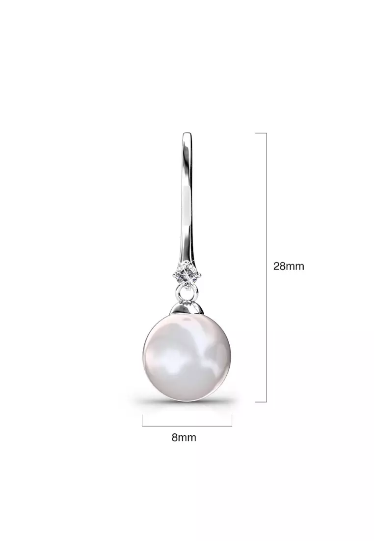 Magnificent Pearl Hook Earrings Embellished with SWAROVSKI® crystals - White Gold/Clear