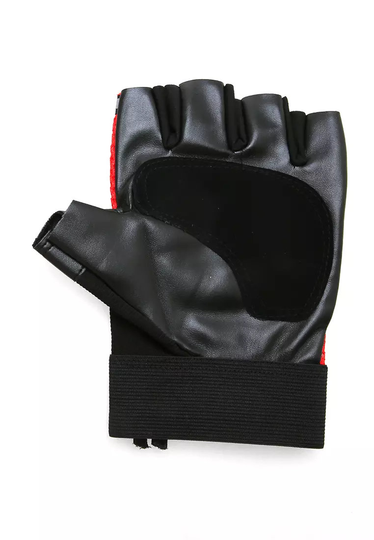 Osbert Sarung Tangan Motor Pria Gloves Biker Half Finger Material Leather ORIGINAL - Red