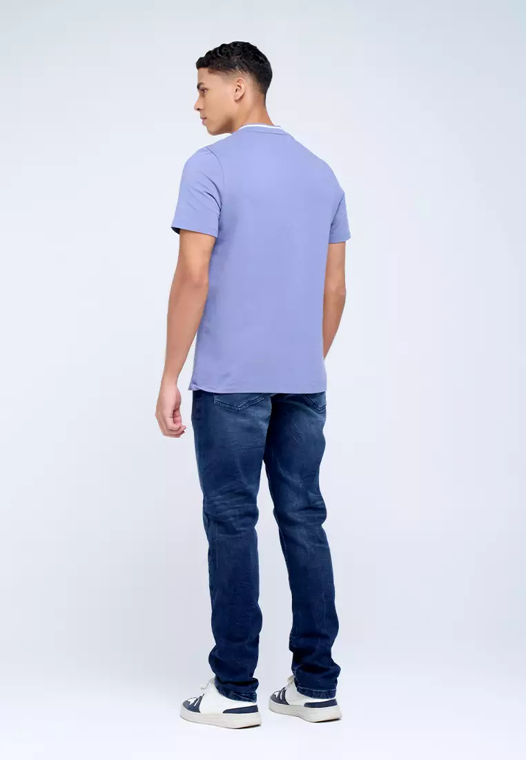 MANZONE - Polo Shirt Lengan Pendek Pria Maika 06 Slim Fit - Blue Warna Blue