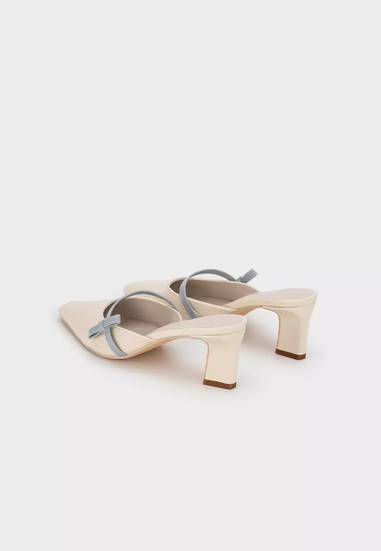 SCULPTURE HEEL MULE WITH BOW DETAIL