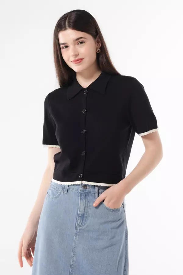 MINIMAL - Ranisyme - Atasan Rajut Crop - Black Colour Black