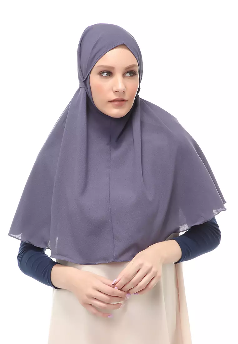 Tamara Jilbab Muslimah Wanita Motif Polos Relaxed Fit - Abu Tua