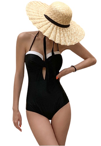 Halo black and white Colourblock Slim Fit Swimsuits 3A278US260503EGS_1