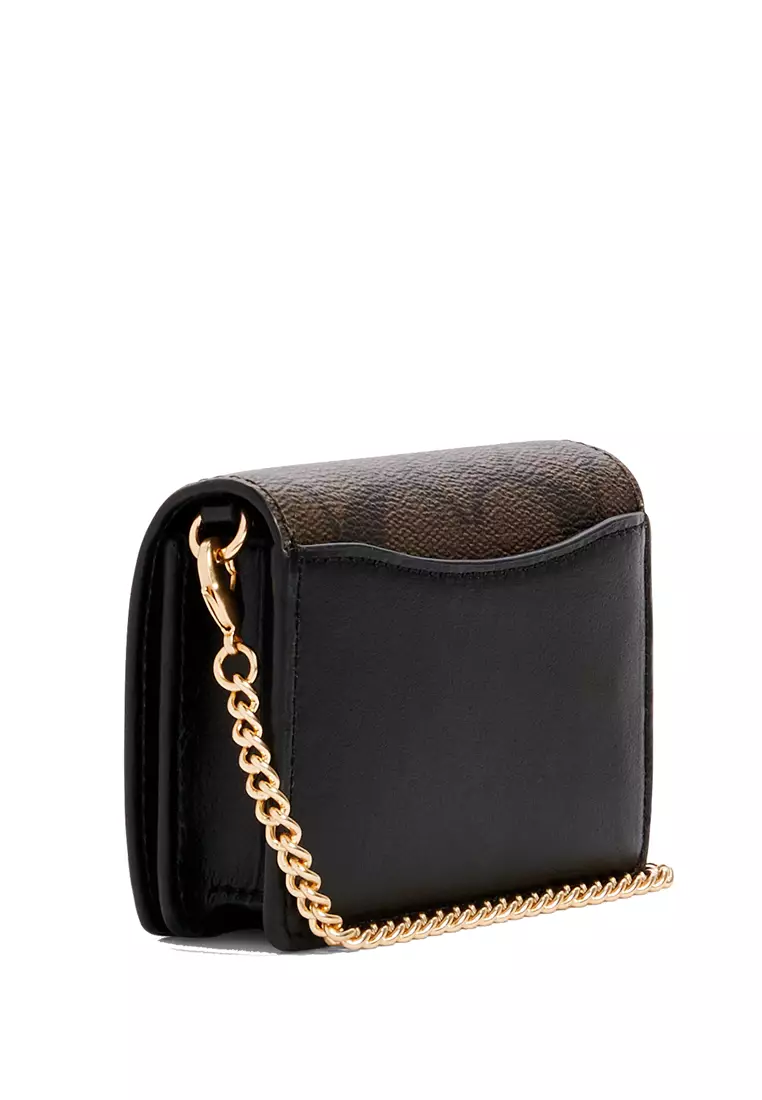 Buy Coach Coach Mini Wallet On A Chain In Signature Canvas Dark