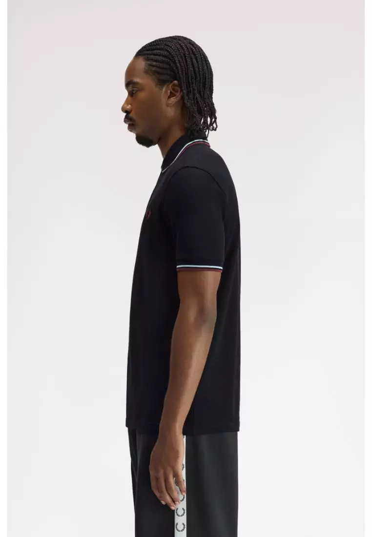 Fred Perry M3600 Twin Tipped Fred Perry Shirt (Black / Ball Boy Blue / Oxblood)