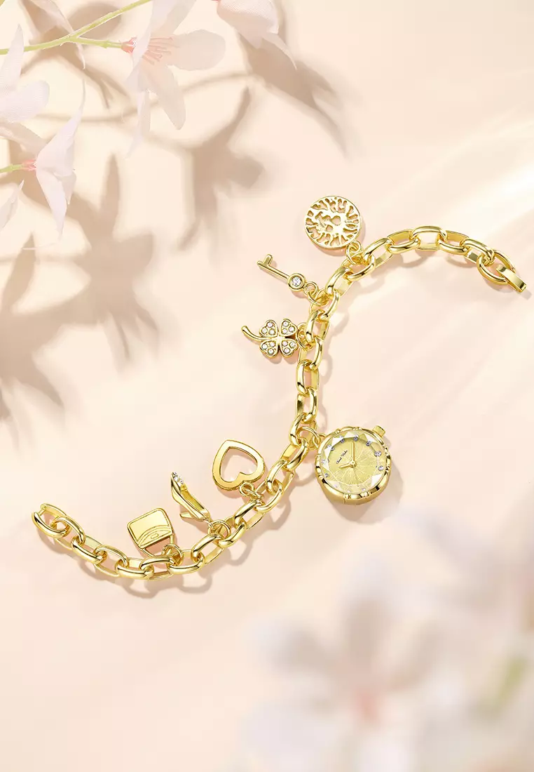 Jam Tangan Wanita Gelang Anti Air Original Mewah Elegan Korea Jam Tangan Cewek Kecil gold