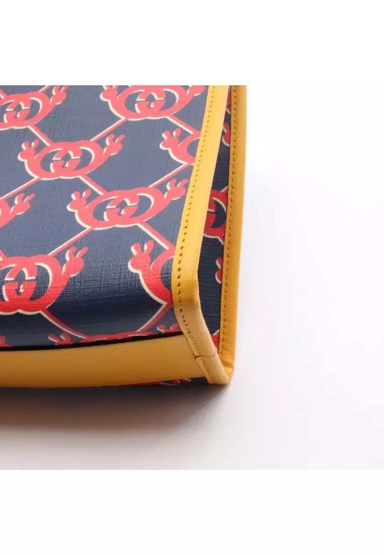 Pre-Loved Gucci Children's Snail Handbag tote bag PVC leather Navy Red Orange yellow