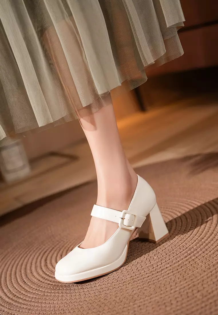 6CM Strap Microfiber Leather Mary Jane Shoes BY2465-6