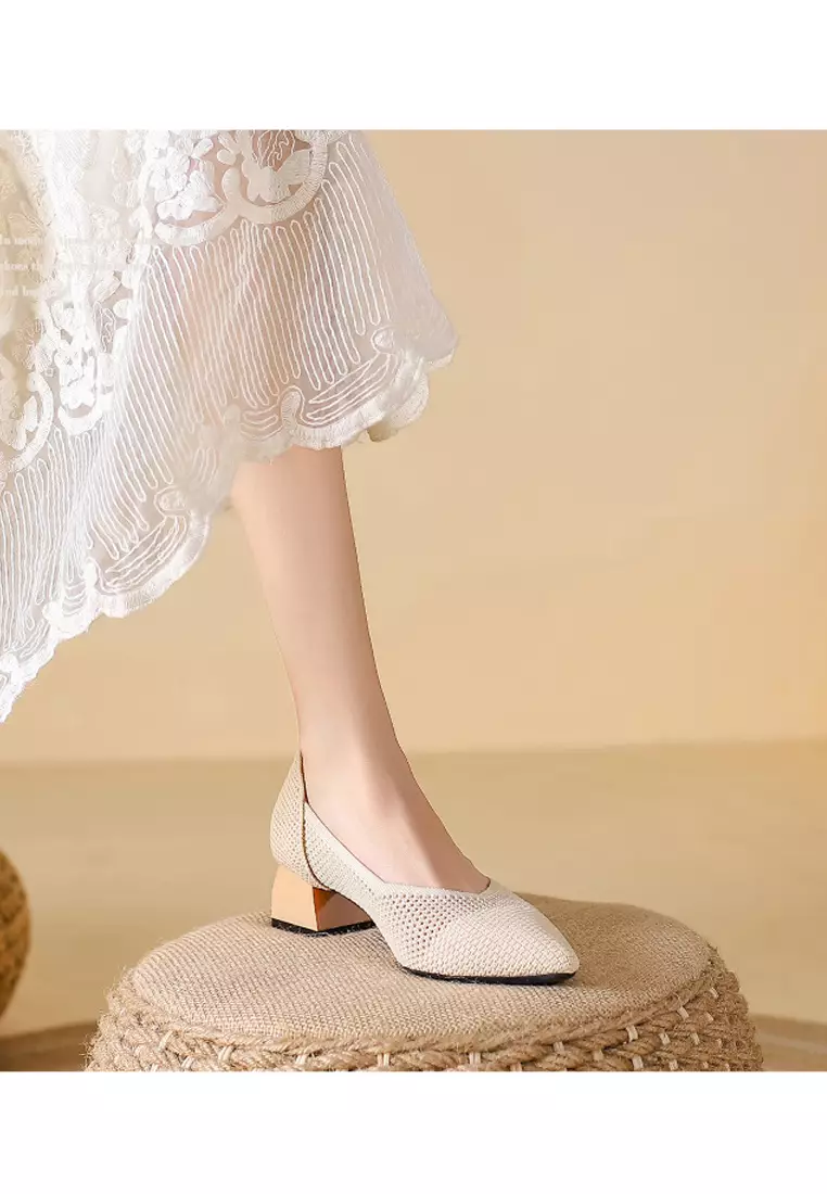 4CM Pointy Hollowed Flyknit Pumps XSN6818