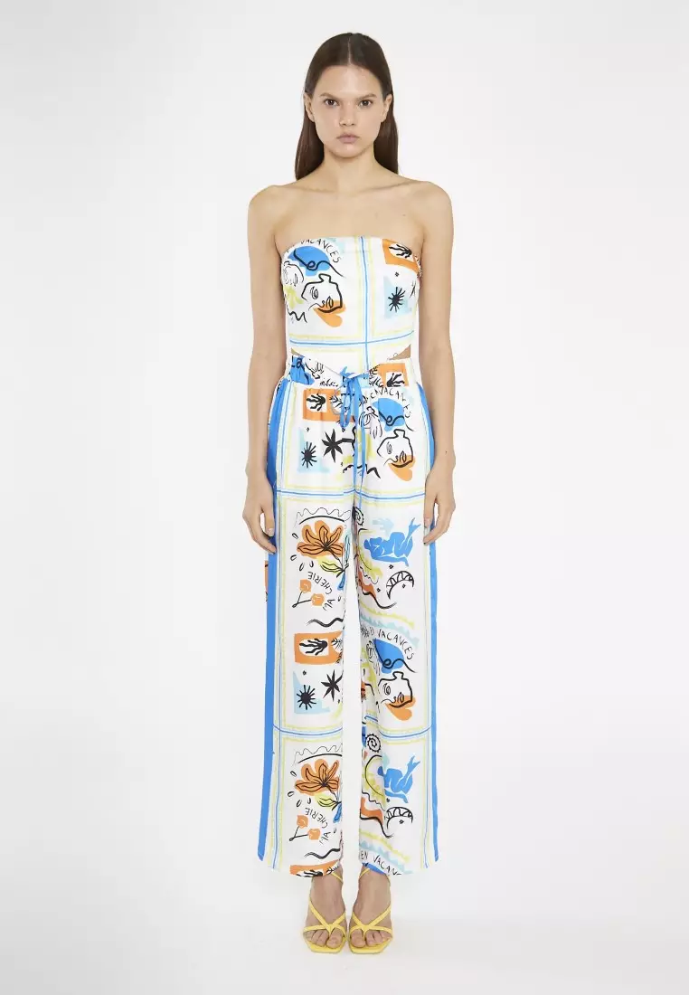 Blue Scarf Print Bandana Crop Top