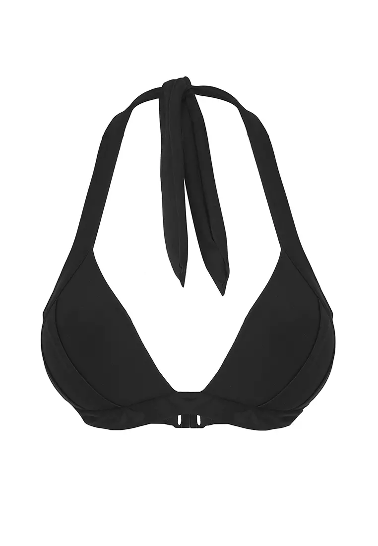 Black Triangle Halter Bikini Top TBESS25BU00051