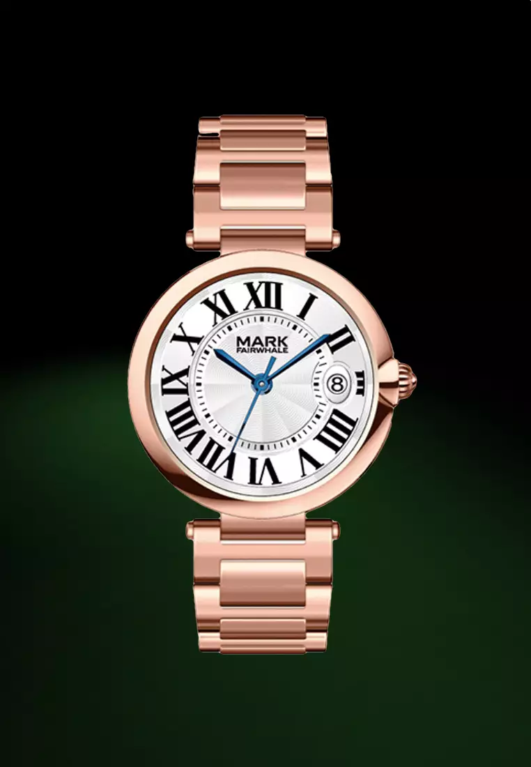 Ladies IP Rose Gold Color Stainless Steel Quartz Watch, 33mm, Metal Bracelet