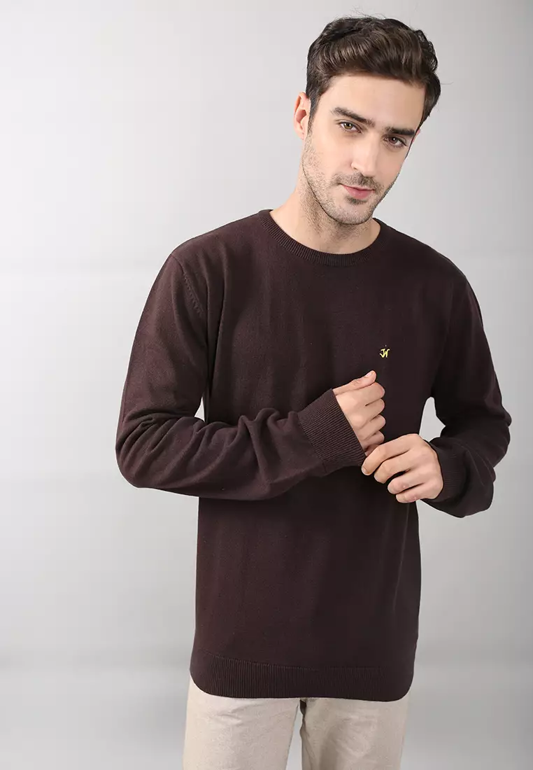 Johnwin - Sweater Pria - Motif Polos - Coklat - ASW.660.D047.002.C L/S