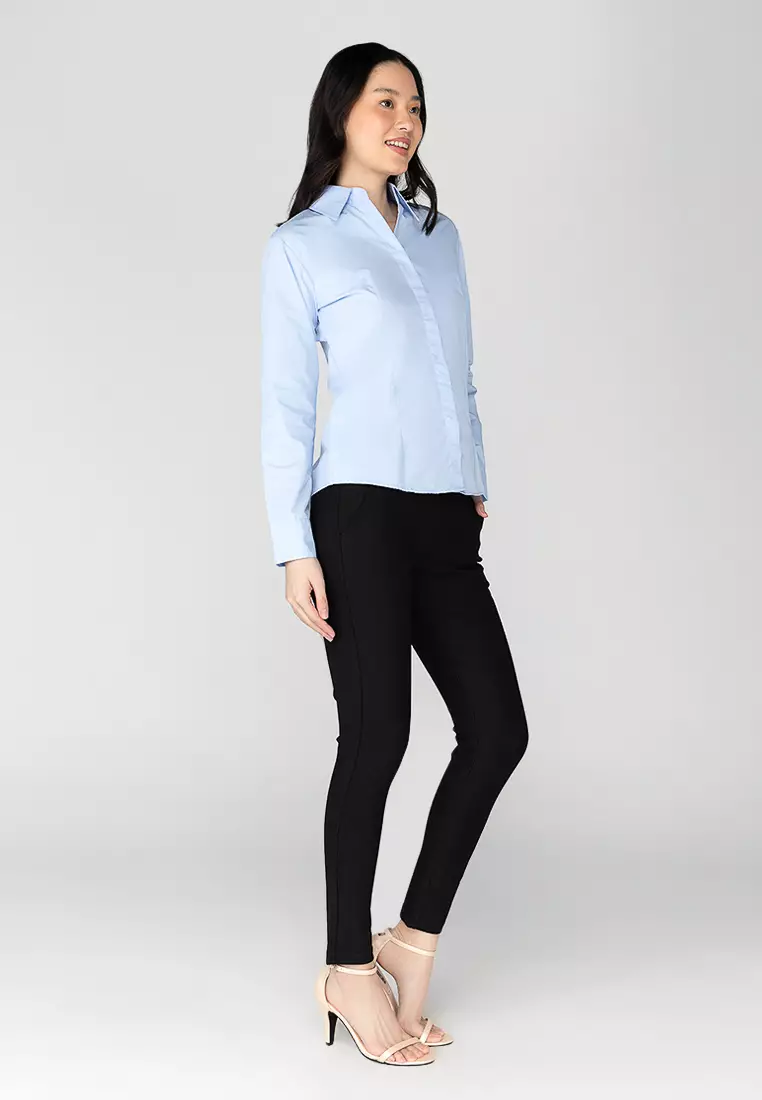 Della Long Sleeve Button Down Office Blouse