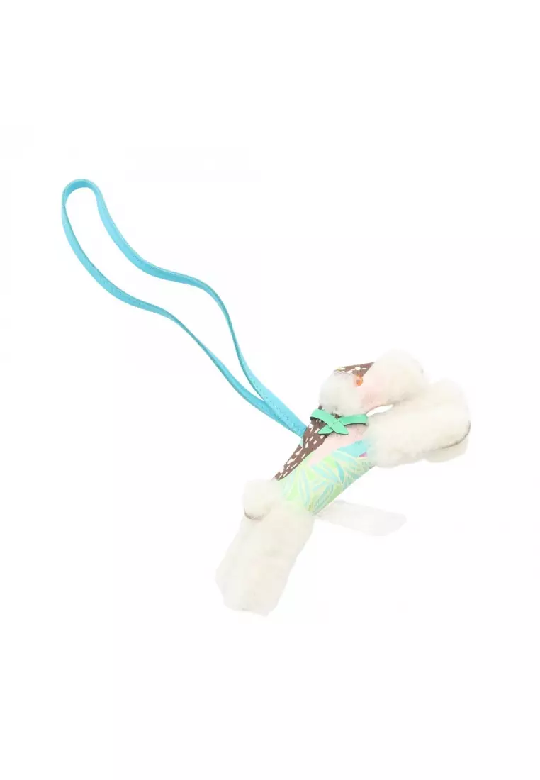 Pre-Loved Hermès Paddy Charm aloha blue aztec Vert Comique bag charm Aagneau Mouton silk blue off white multicolor B stamp