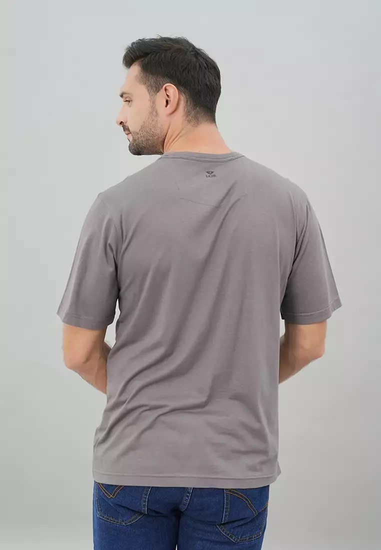 LGS - Kaos Casual Pria Motif Sablon Warna Abu-Abu CTS.231.N3352.02.C